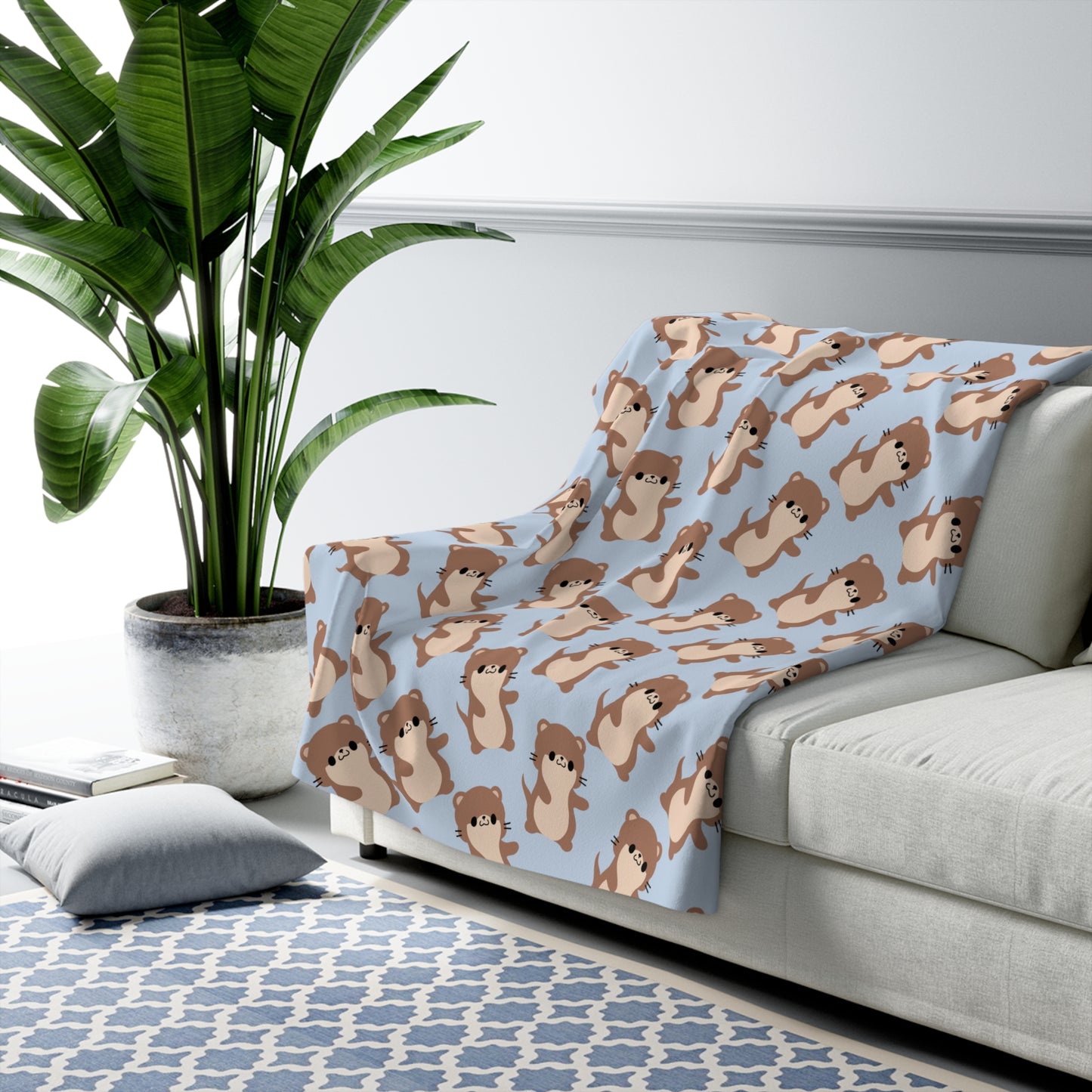 Baby Blue Otter Cozy Fleece Blanket