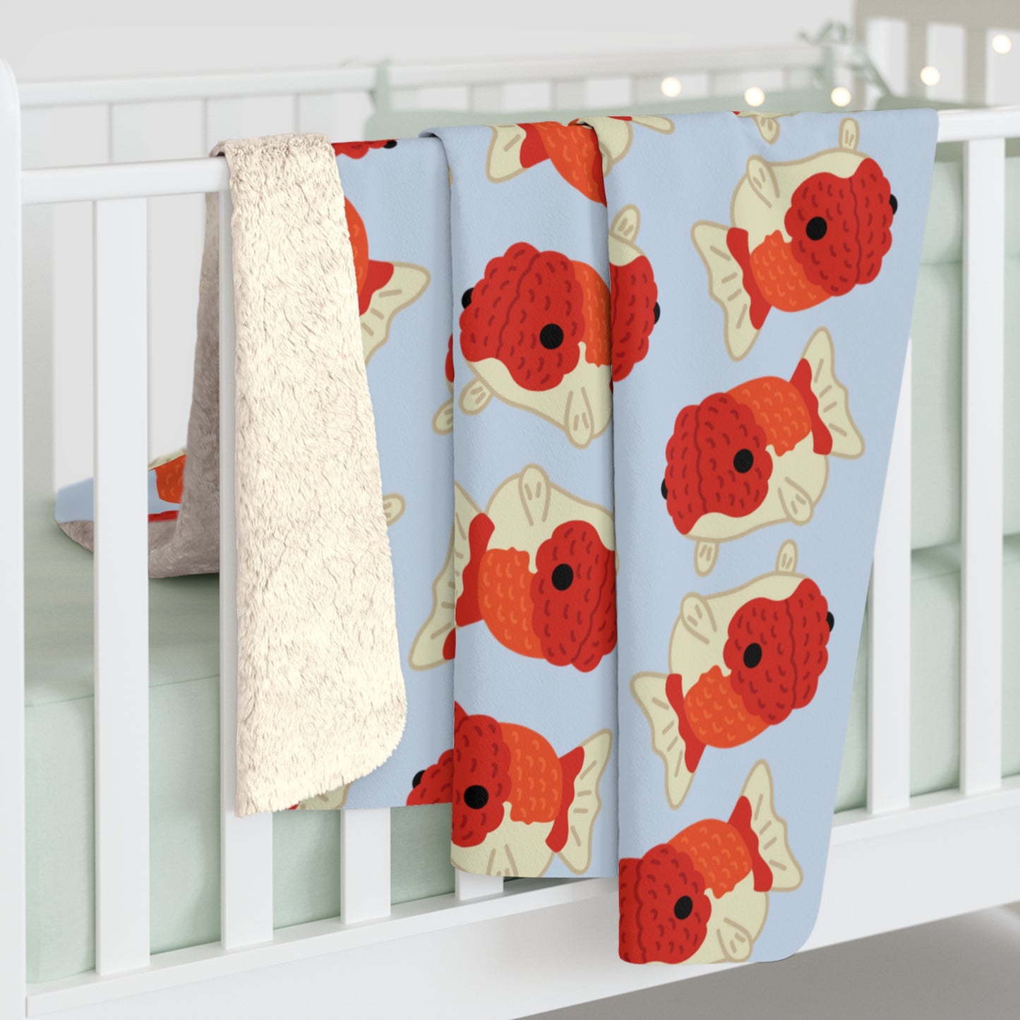 Baby Blue Chubby Goldfish Cozy Fleece Blanket
