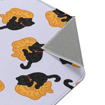 Lavender Black Cat Taiyaki Rug