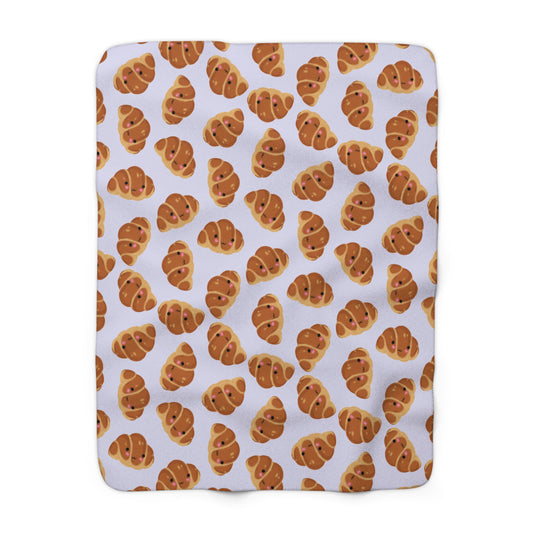 Lavender Blushing Croissant Cozy Fleece Blanket
