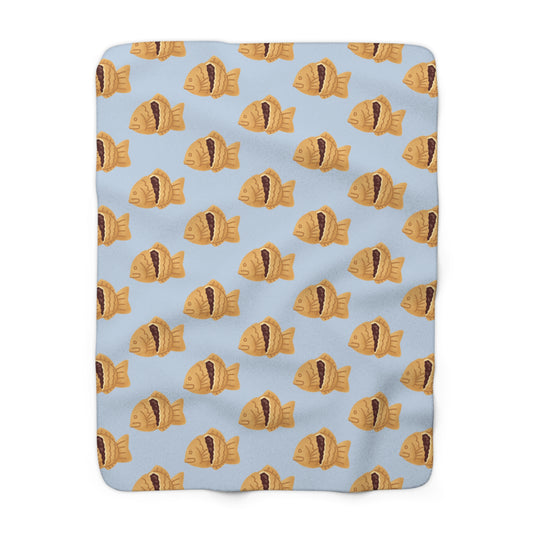 Baby Blue Taiyaki Cozy Fleece Blanket