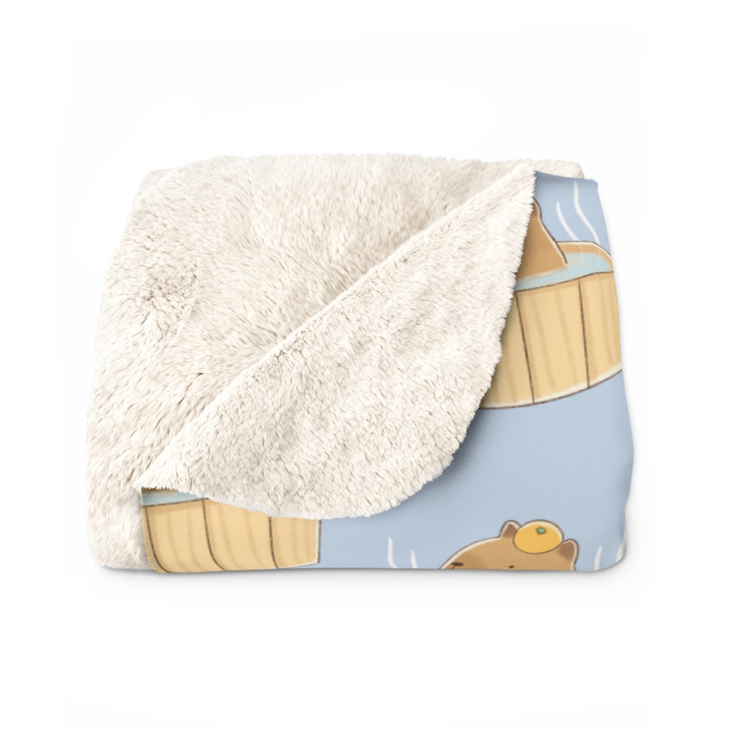 Baby Blue Capybara Bath Cozy Fleece Blanket