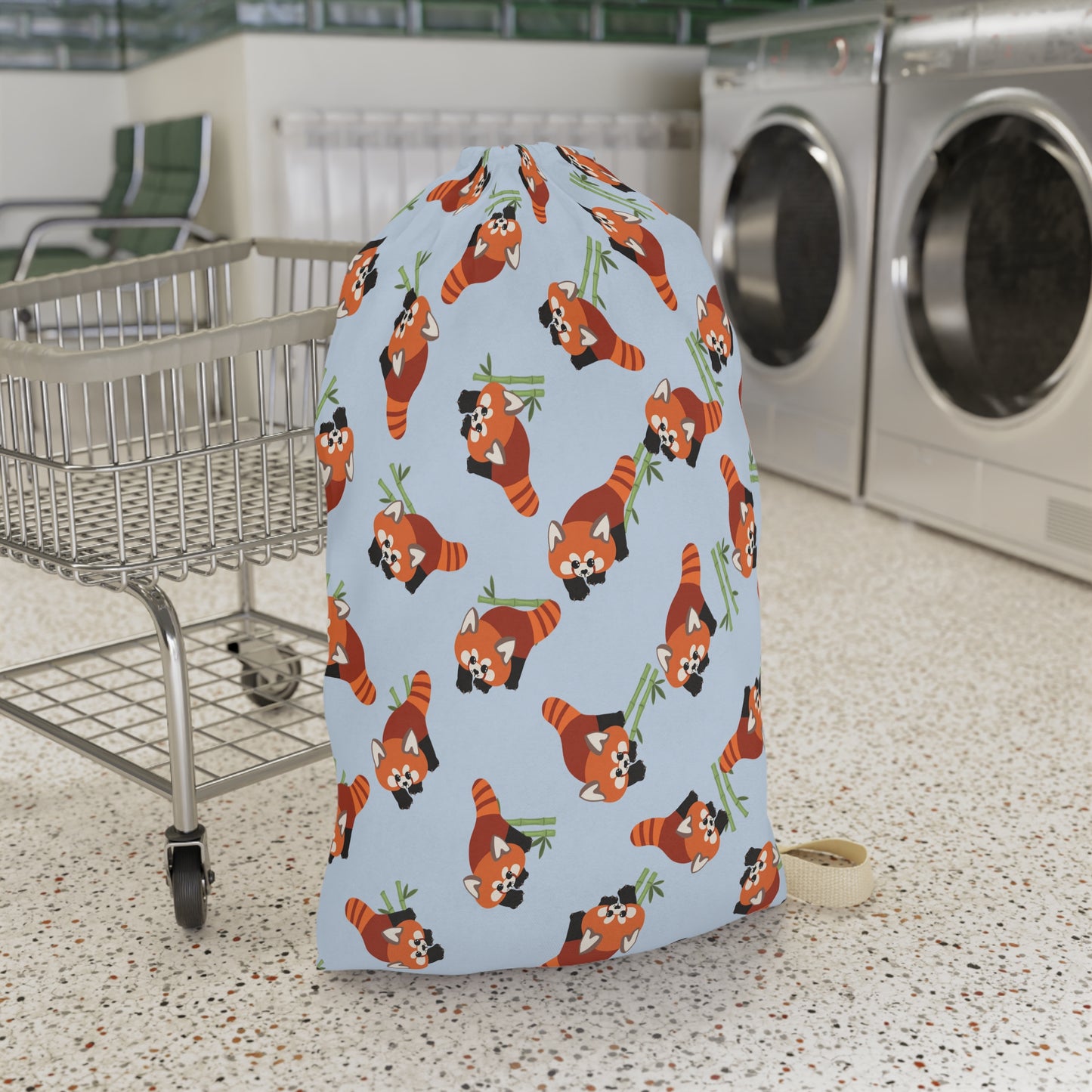 Baby Blue Red Panda Drawstring Bag