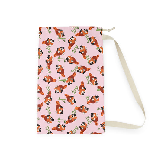 Baby Pink Red Panda Drawstring Bag