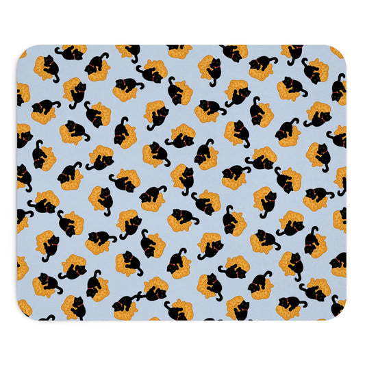 Baby Blue Black Cat Taiyaki Mouse Pad