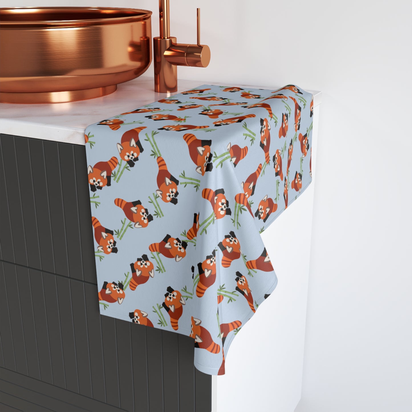 Baby Blue Red Panda Hand Towel
