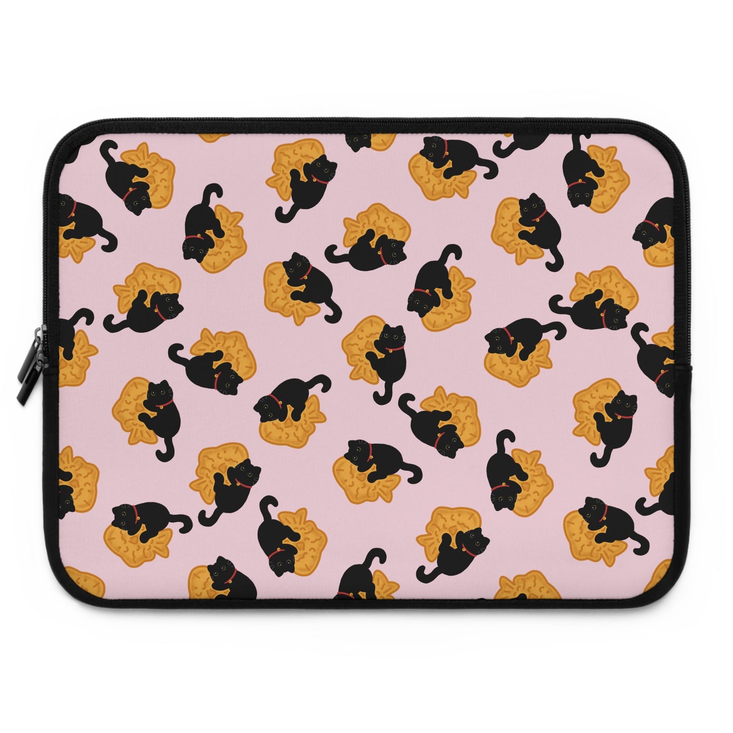 Baby Pink Black Cat Taiyaki Laptop Sleeve