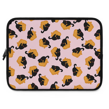 Baby Pink Black Cat Taiyaki Laptop Sleeve