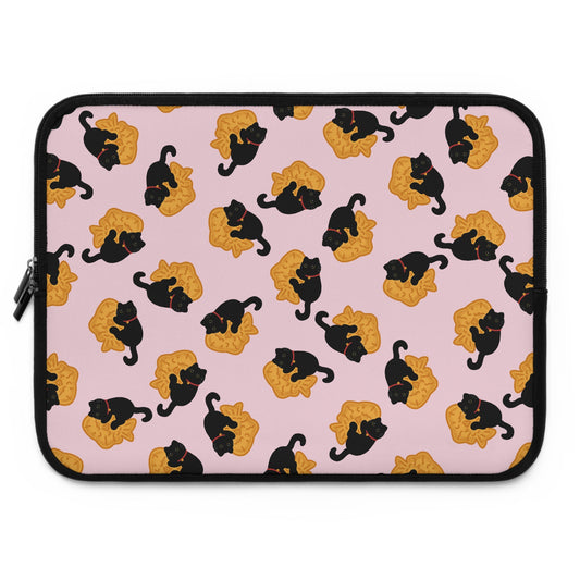 Baby Pink Black Cat Taiyaki Laptop Sleeve