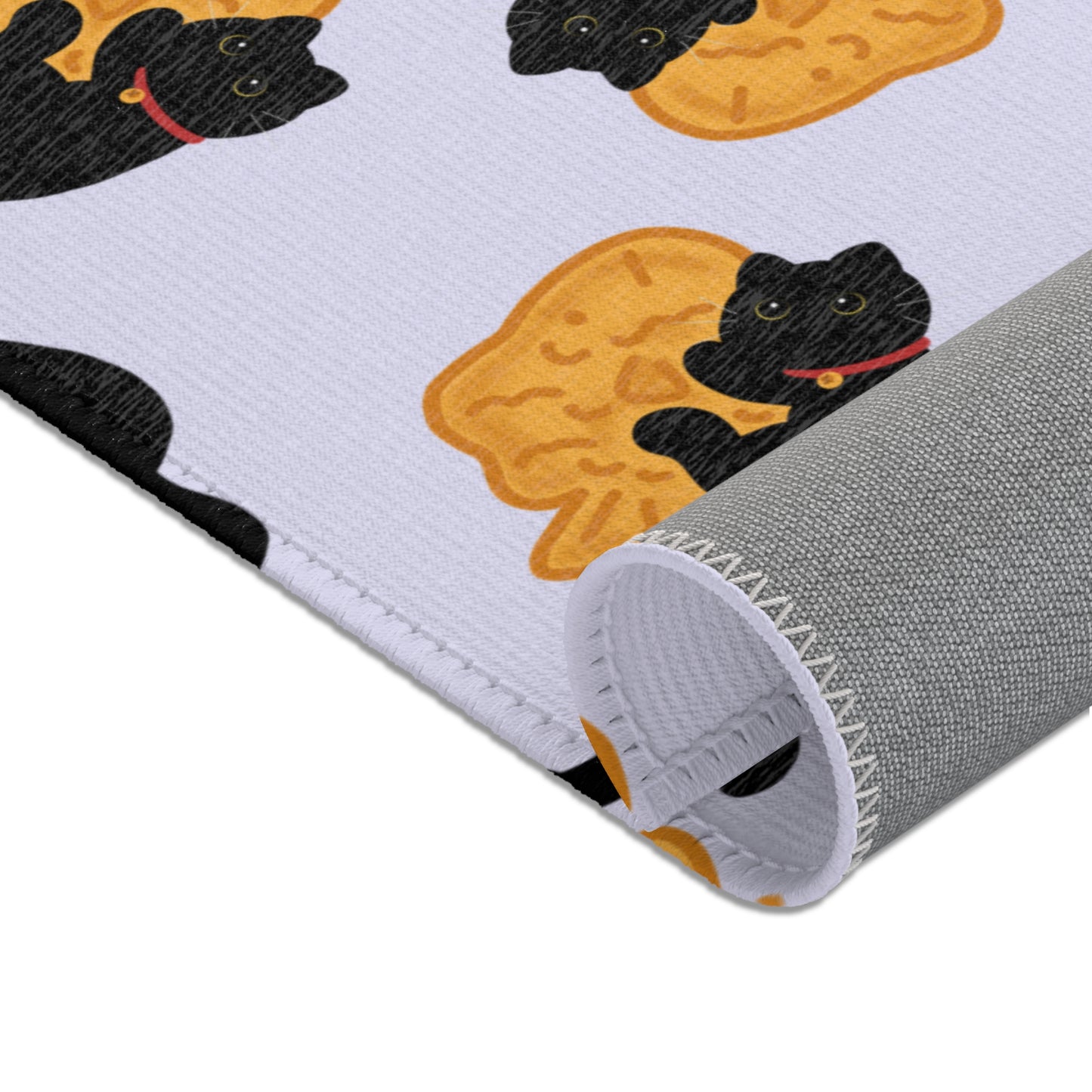 Lavender Black Cat Taiyaki Rug