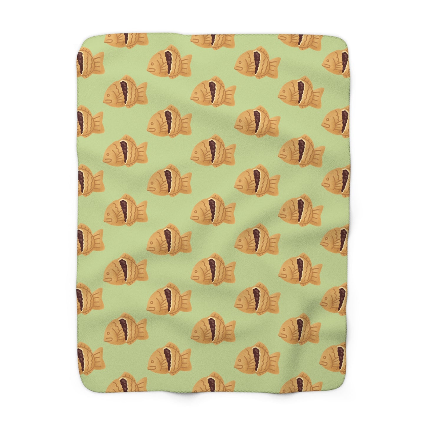 Matcha Green Taiyaki Cozy Fleece Blanket