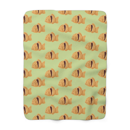 Matcha Green Taiyaki Cozy Fleece Blanket