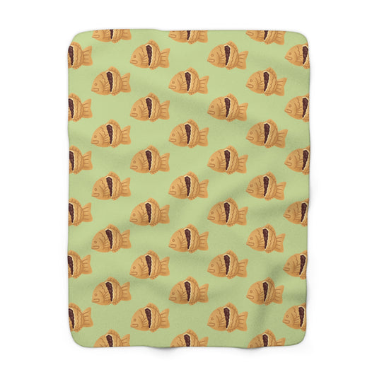Matcha Green Taiyaki Cozy Fleece Blanket