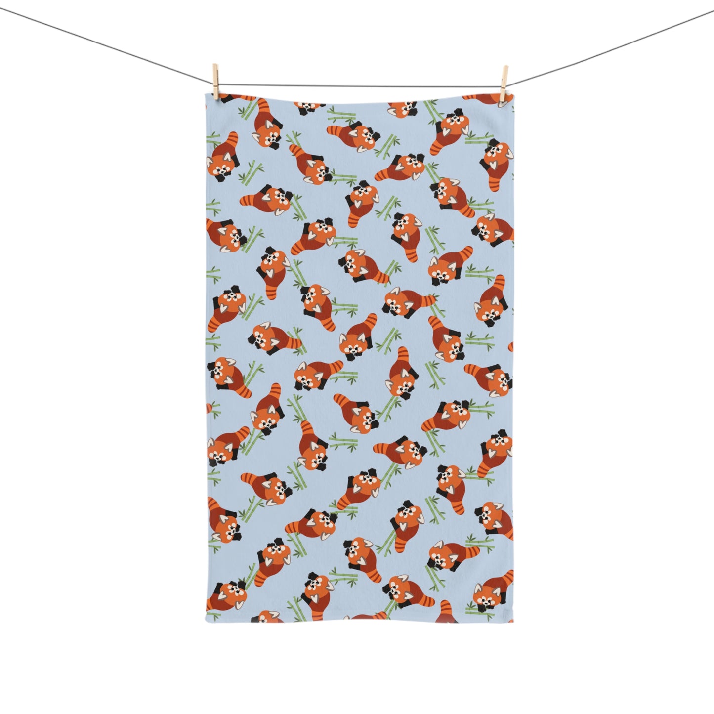 Baby Blue Red Panda Hand Towel