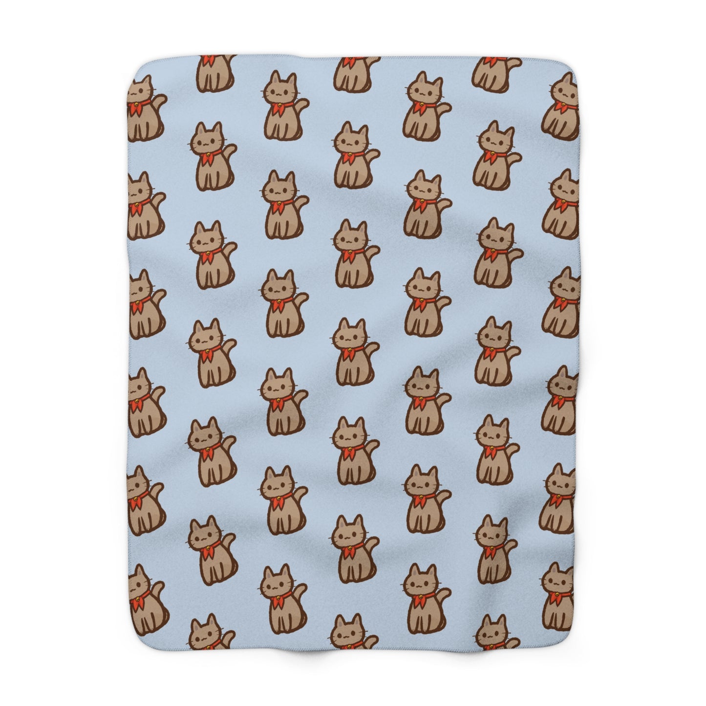 Baby Blue Kitty Kat Cozy Fleece Blanket