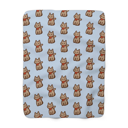 Baby Blue Kitty Kat Cozy Fleece Blanket
