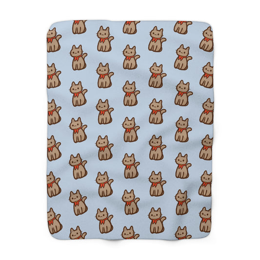 Baby Blue Kitty Kat Cozy Fleece Blanket