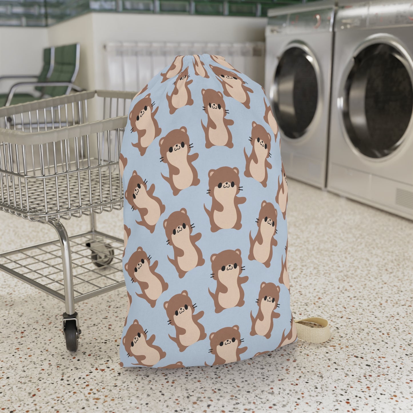 Baby Blue Otter Drawstring Bag