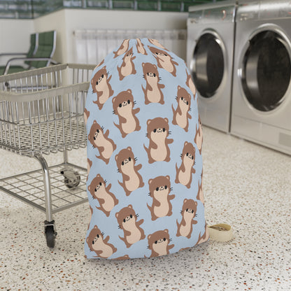 Baby Blue Otter Drawstring Bag