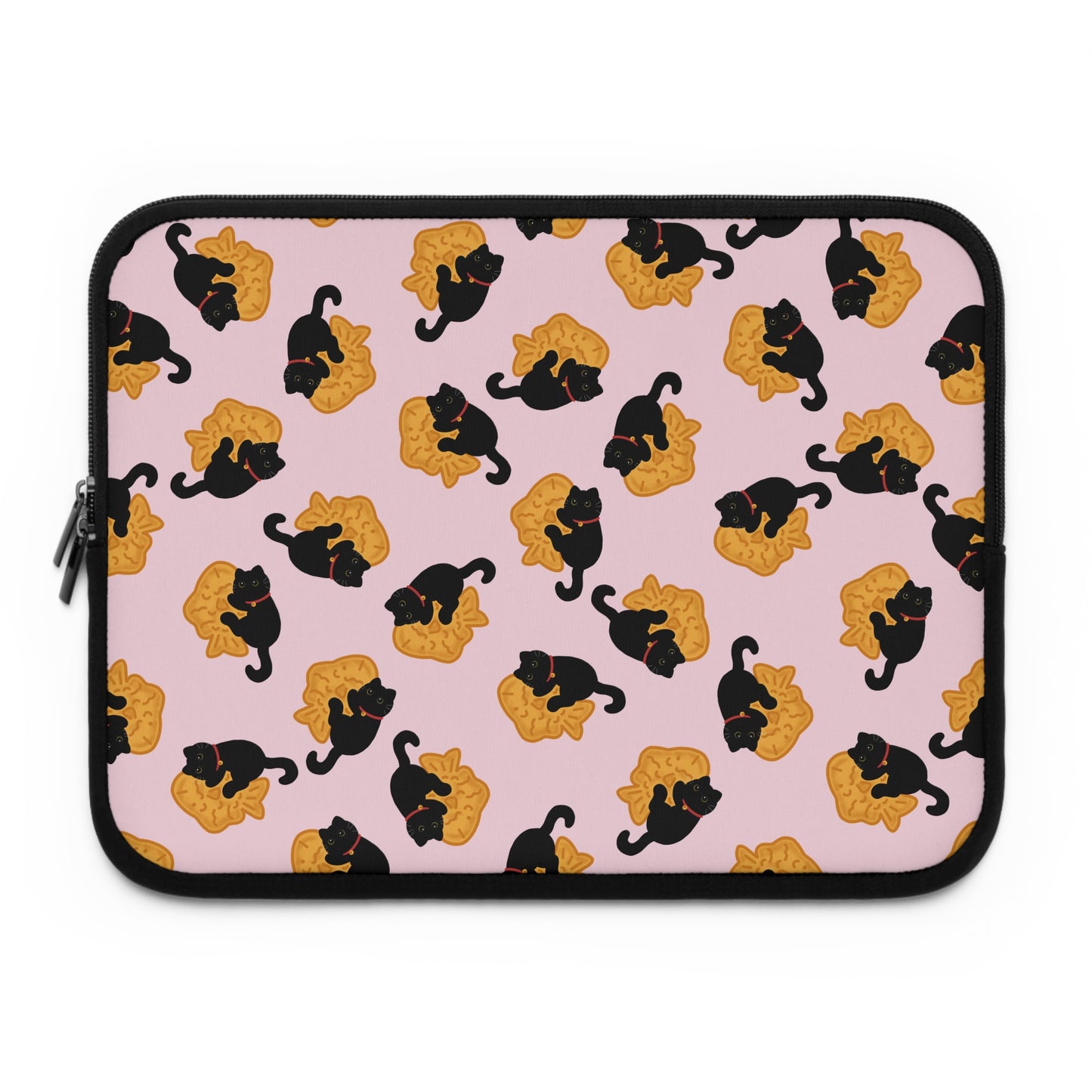 Baby Pink Black Cat Taiyaki Laptop Sleeve