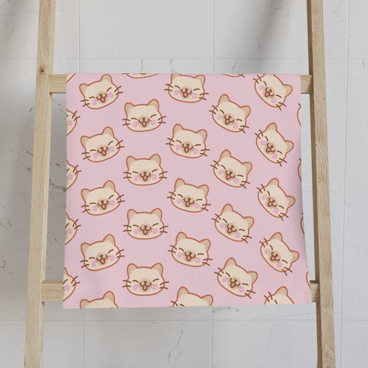 Baby Pink Kitty Kat Hand Towel