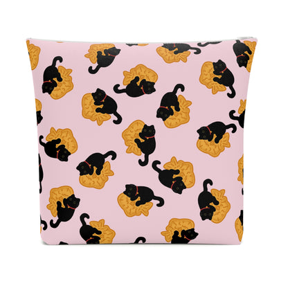 Baby Pink Black Cat Taiyaki Cosmetic Bag