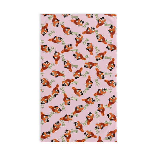 Baby Pink Red Panda Hand Towel