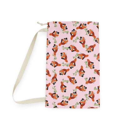Baby Pink Red Panda Drawstring Bag