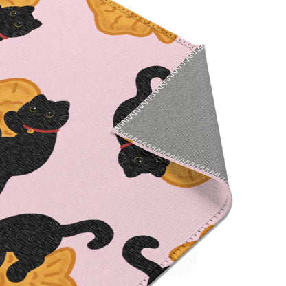 Baby Pink Black Cat Taiyaki Rug