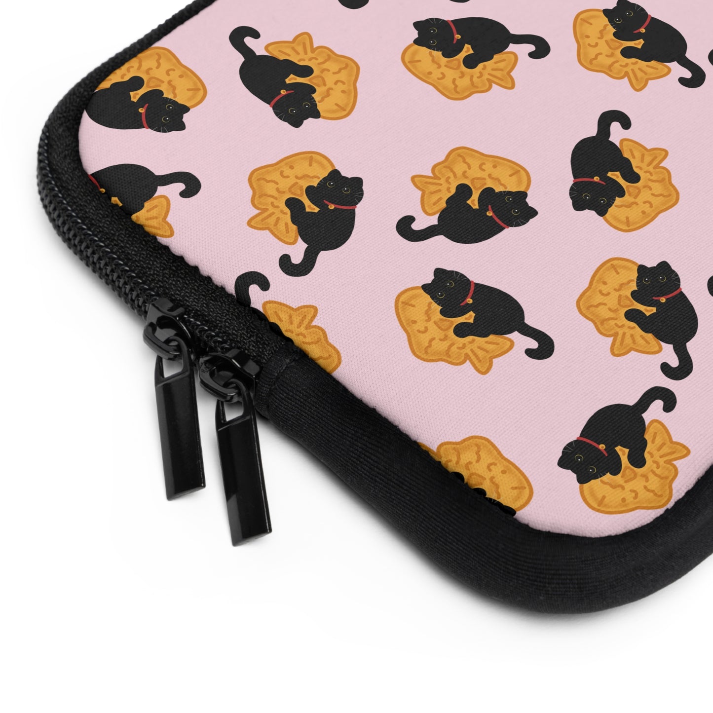Baby Pink Black Cat Taiyaki Laptop Sleeve