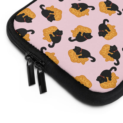 Baby Pink Black Cat Taiyaki Laptop Sleeve