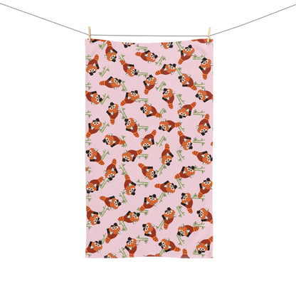 Baby Pink Red Panda Hand Towel