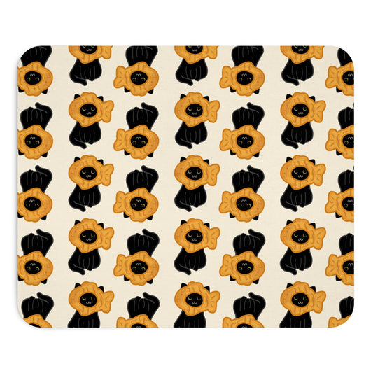 Black Cat Taiyaki Hat Mouse Pad