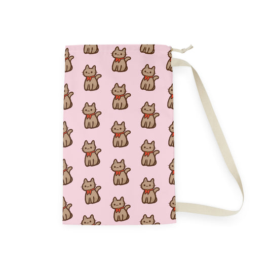 Baby Pink Kitty Kat Drawstring Bag