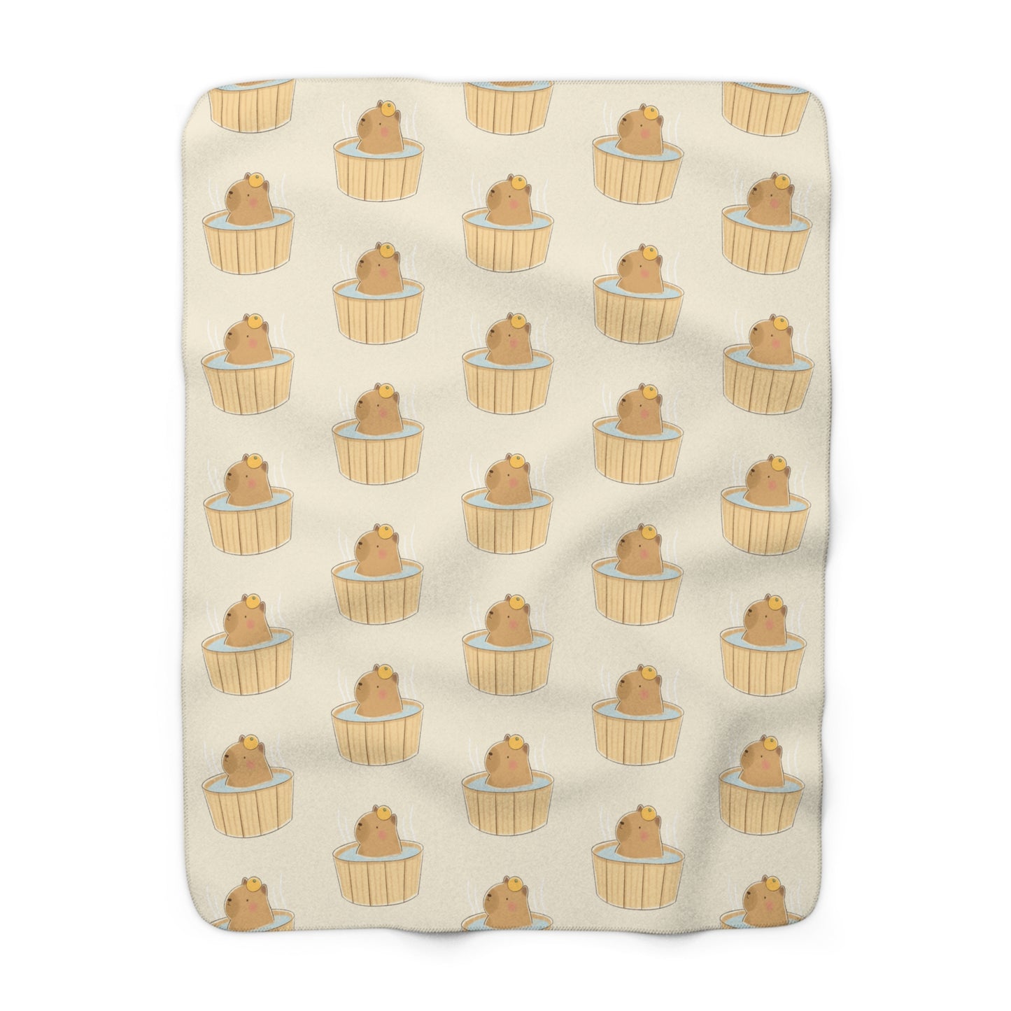 Capybara Bath Cozy Fleece Blanket