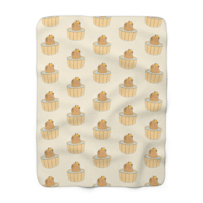 Capybara Bath Cozy Fleece Blanket