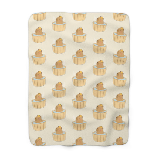 Capybara Bath Cozy Fleece Blanket