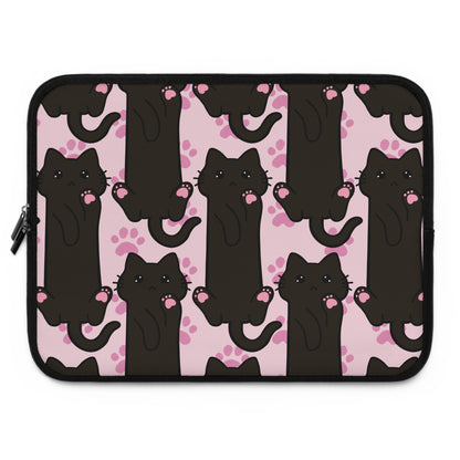 Baby Pink Black Cat Laptop Sleeve