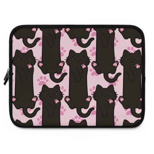 Baby Pink Black Cat Laptop Sleeve