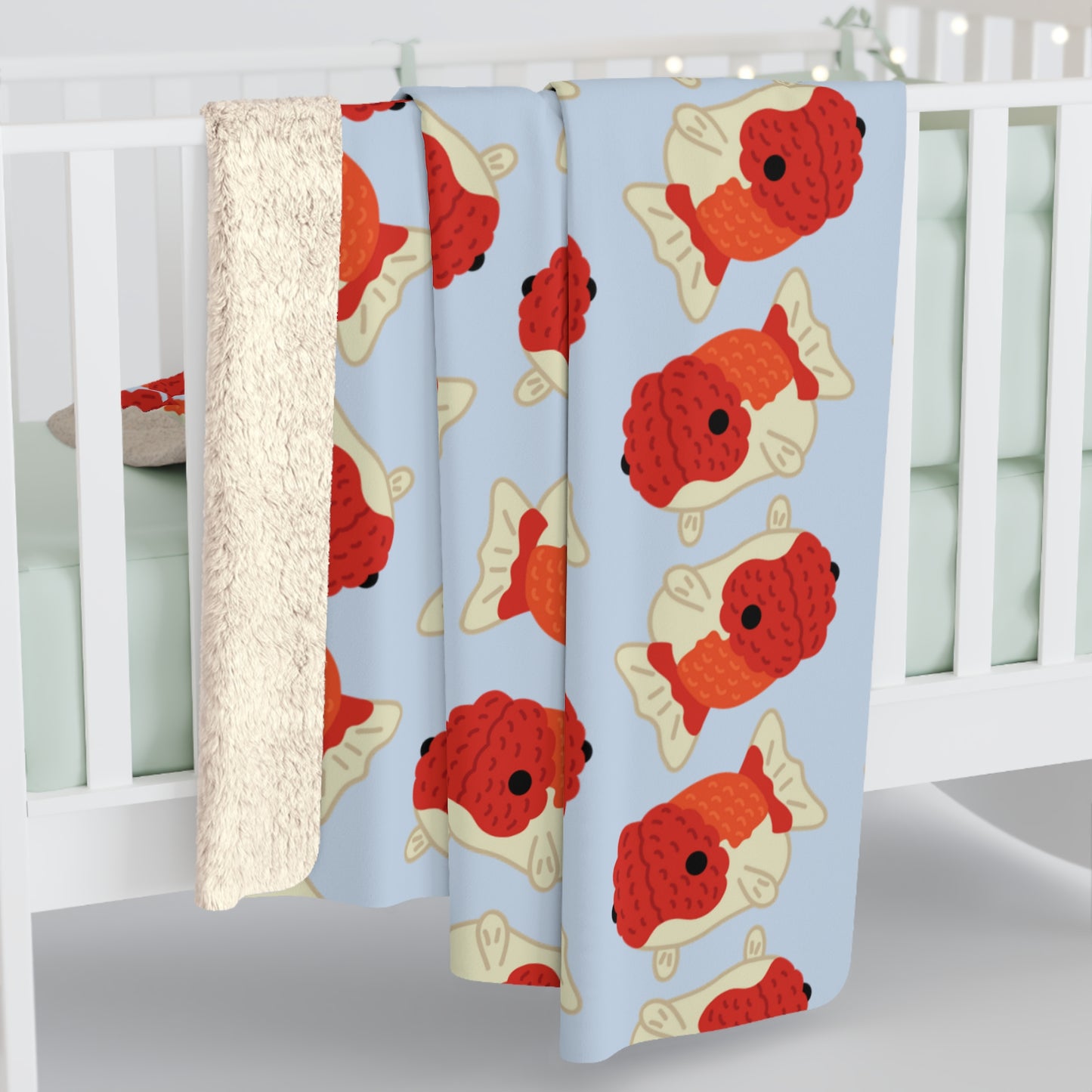 Baby Blue Chubby Goldfish Cozy Fleece Blanket