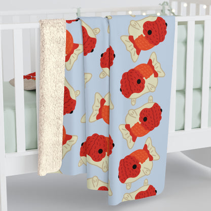 Baby Blue Chubby Goldfish Cozy Fleece Blanket