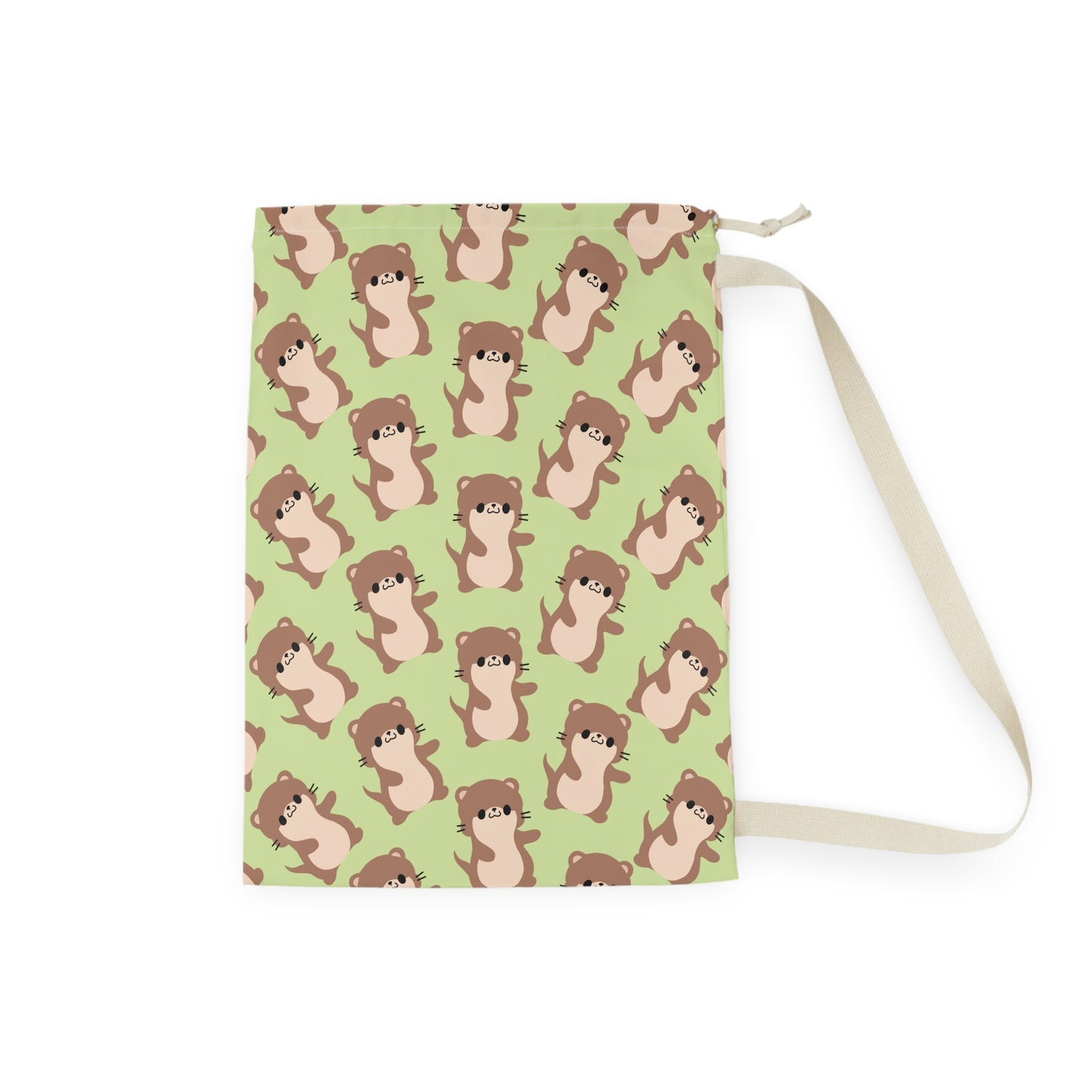Matcha Green Otter Drawstring Bag