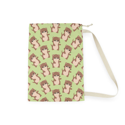 Matcha Green Otter Drawstring Bag