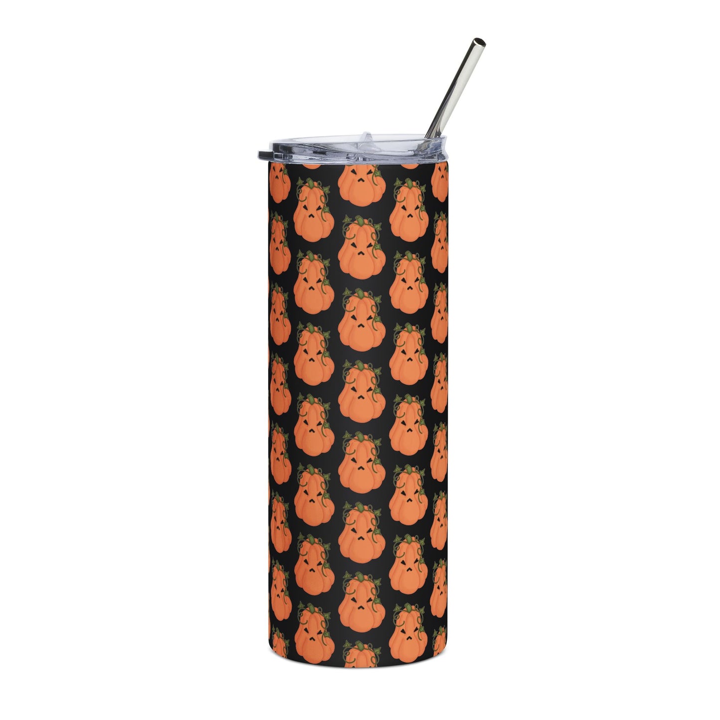 Angry Pumpkin Black Stainless Steel Tumbler, 20oz