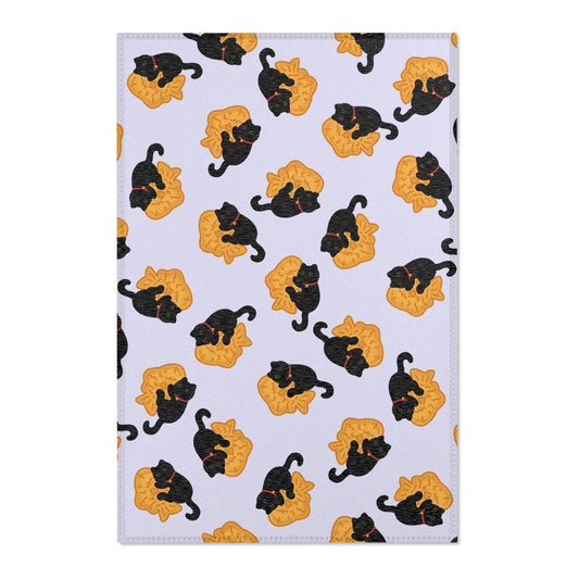 Lavender Black Cat Taiyaki Rug