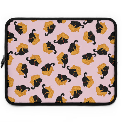 Baby Pink Black Cat Taiyaki Laptop Sleeve