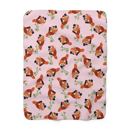 Baby Pink Red Panda Cozy Fleece Blanket