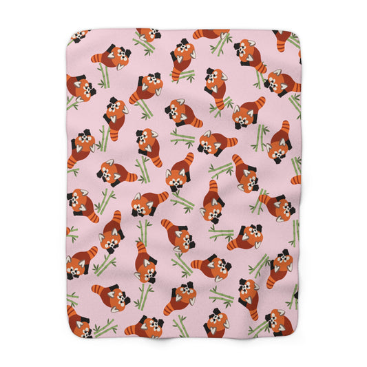 Baby Pink Red Panda Cozy Fleece Blanket