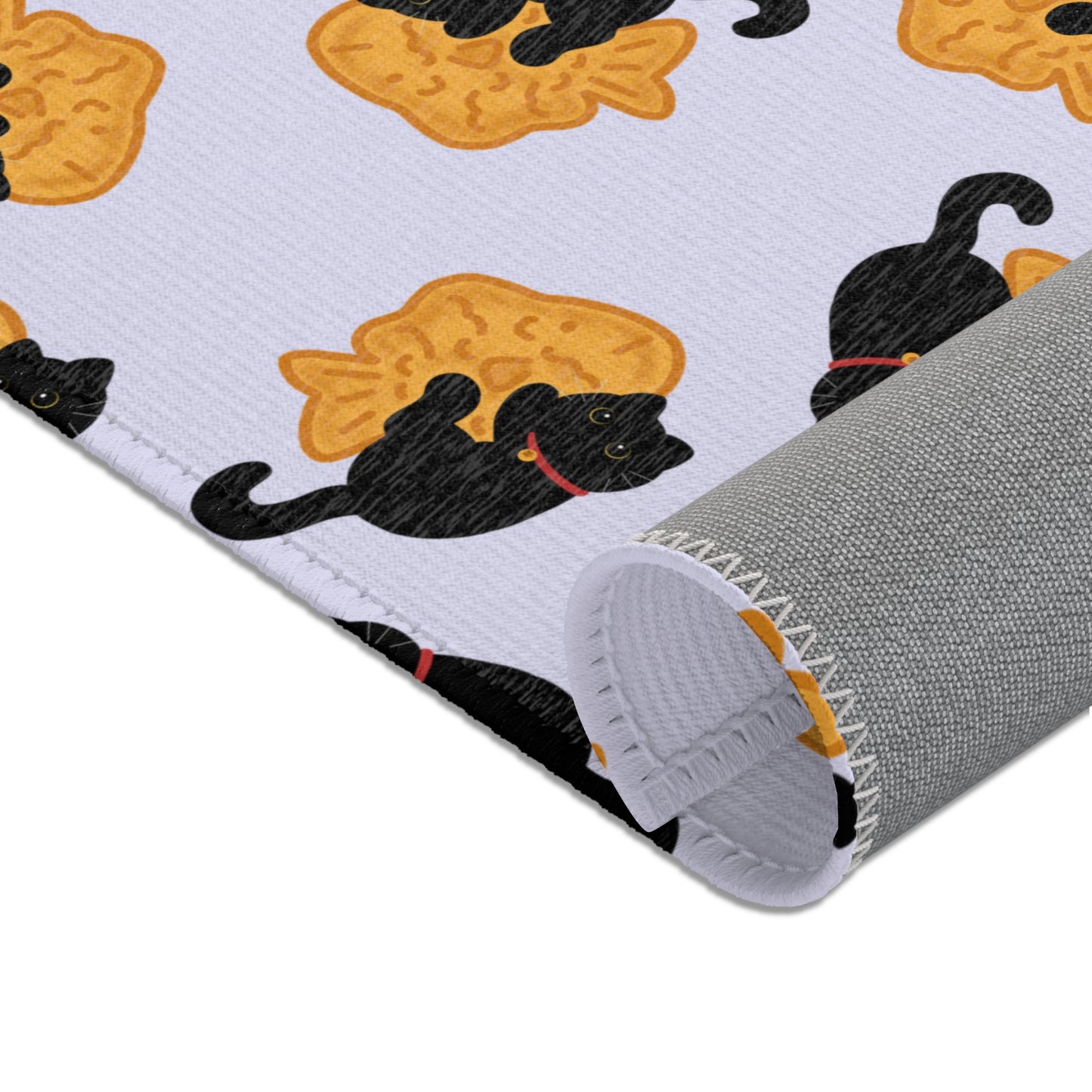 Lavender Black Cat Taiyaki Rug