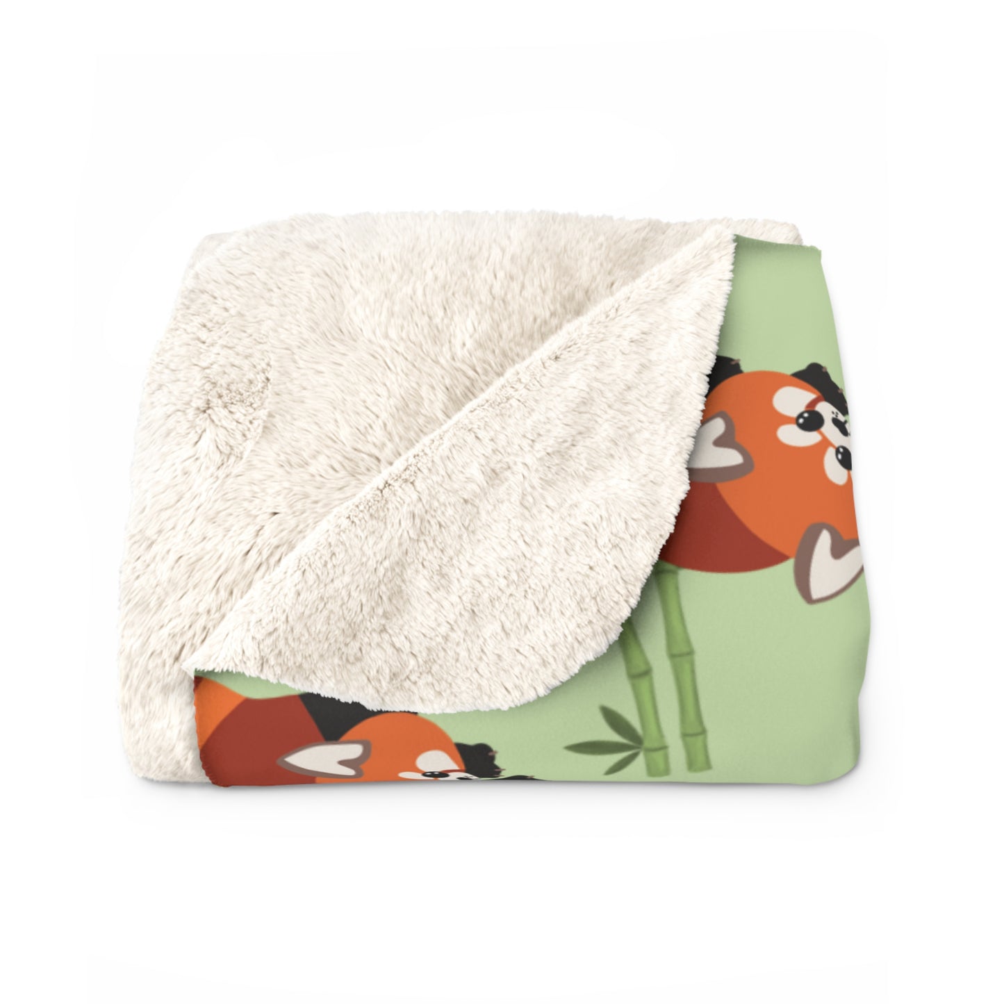 Matcha Green Red Panda Cozy Fleece Blanket